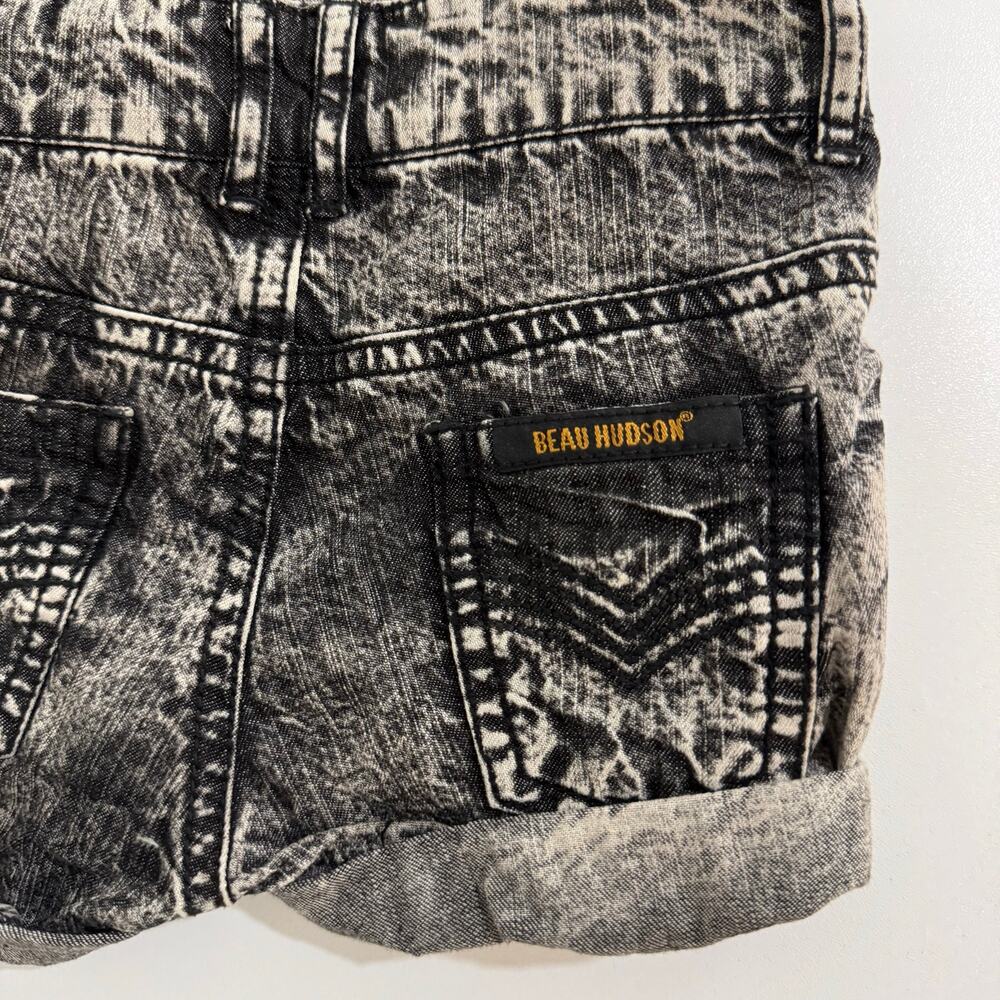 Beau Hudson Black Acid Wash Denim Overalls Size 6-12 Months - Picture 7 of 9